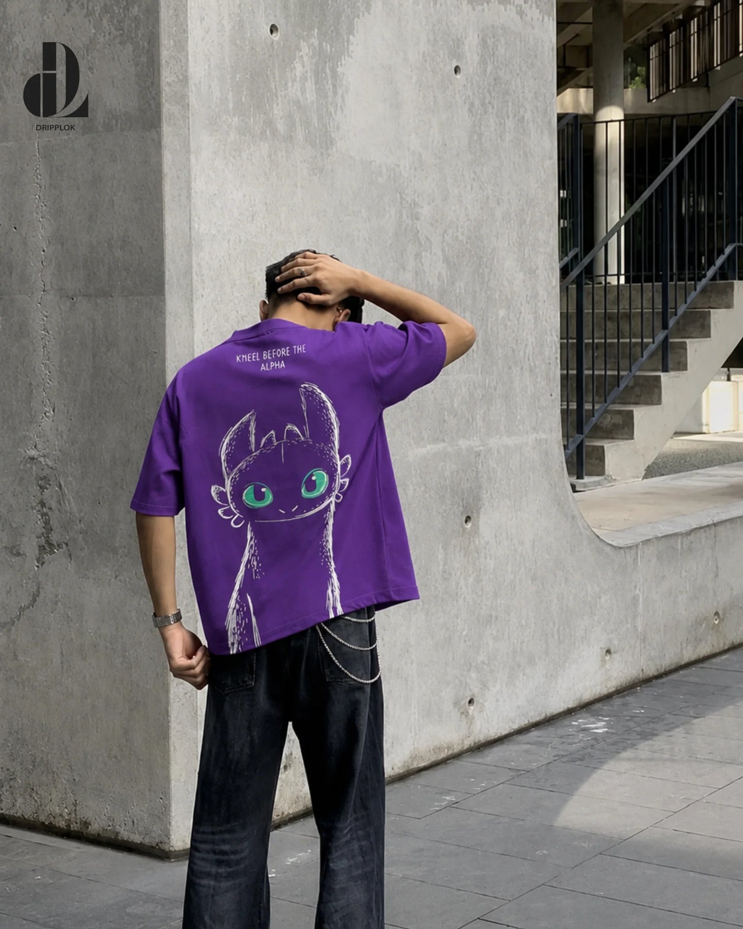 NIGHT FURY Oversized Cotton T-Shirt | Unisex - Purple