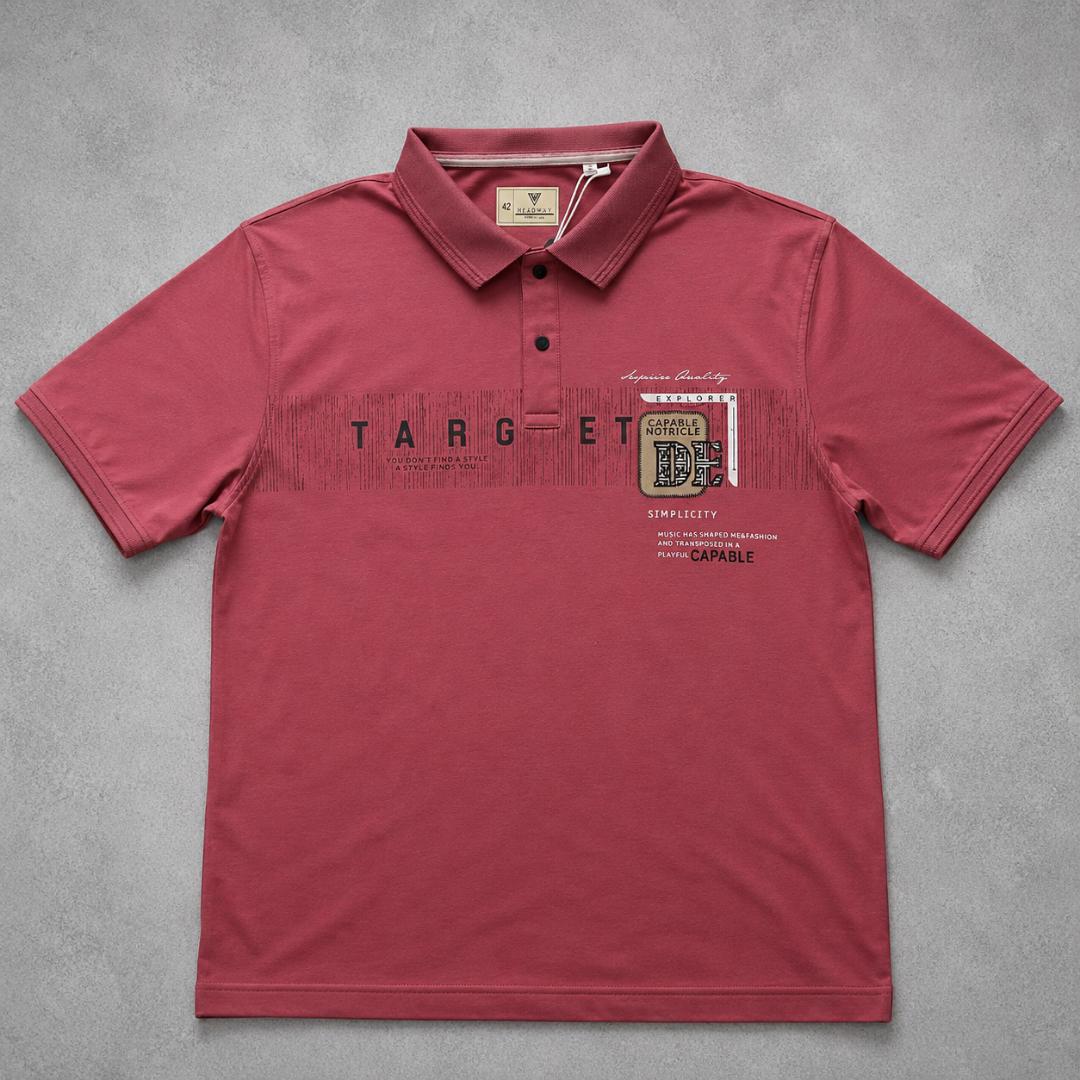 Premium Cotton Lycra Printed Polo T-Shirt for Men - Dusty Rose