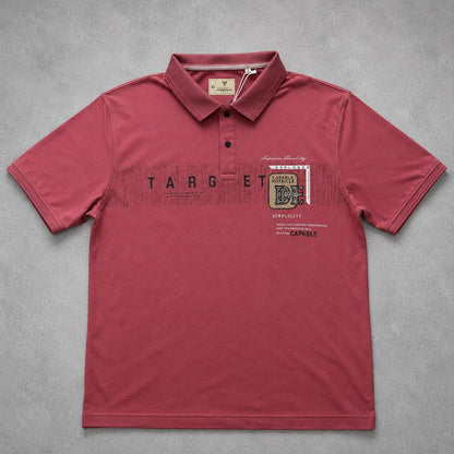 Premium Cotton Lycra Printed Polo T-Shirt for Men - Dusty Rose