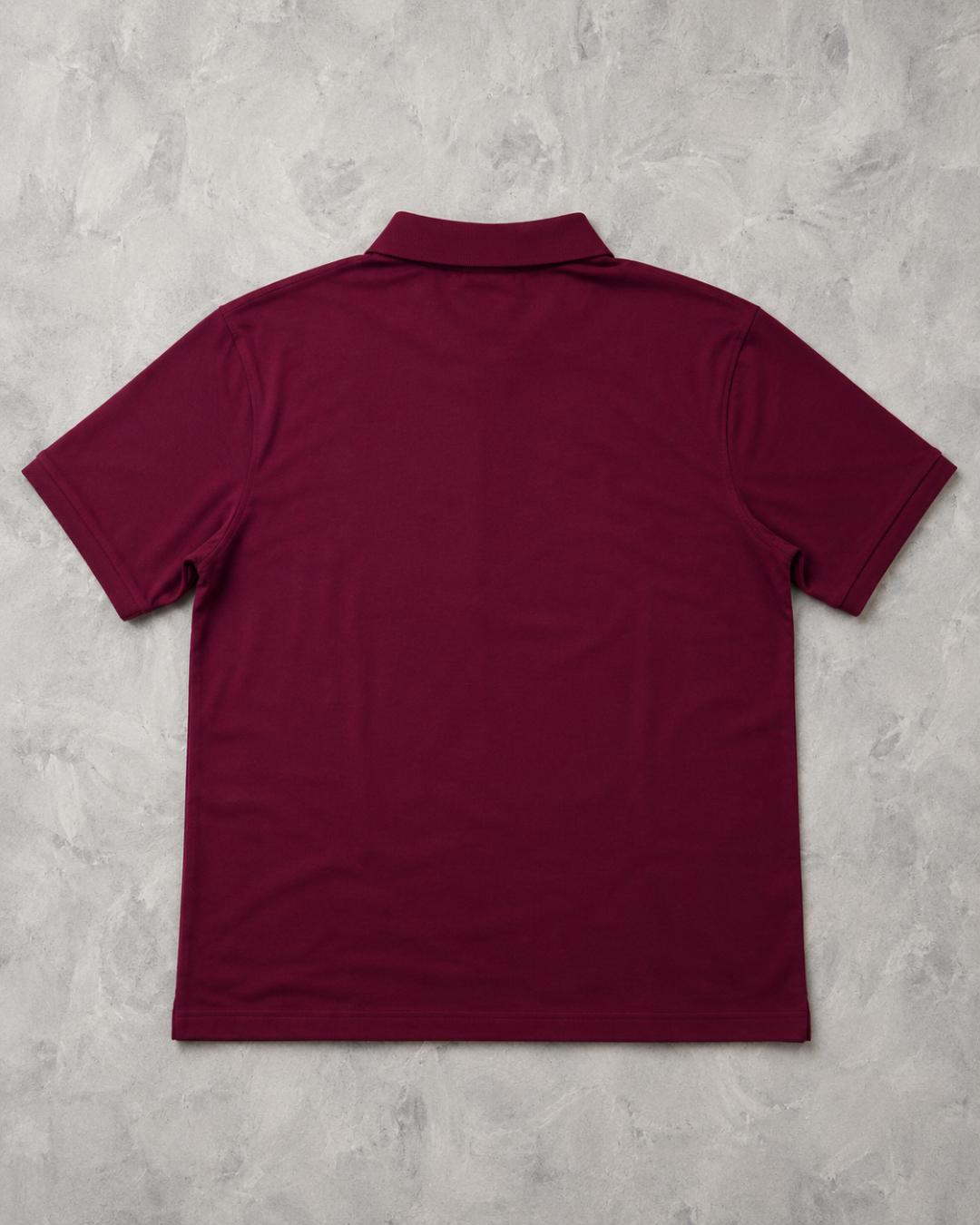 Premium Cotton Lycra Printed Polo T-Shirt for Men - Maroon