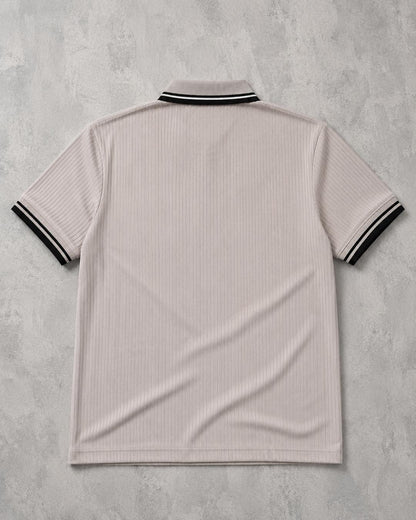 Premium Ribbed Zip Polo T-Shirt for Men - Beige 1