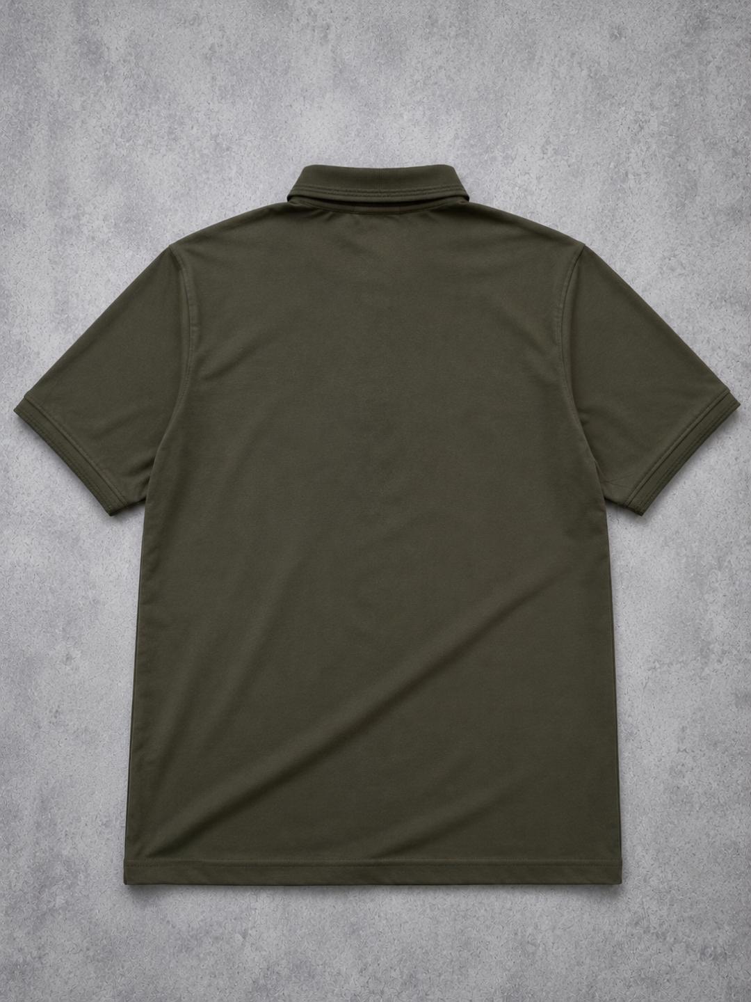 Premium Cotton Lycra Printed Polo T-Shirt for Men - Olive Green