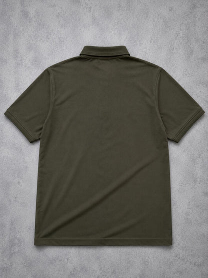 Premium Cotton Lycra Printed Polo T-Shirt for Men - Olive Green
