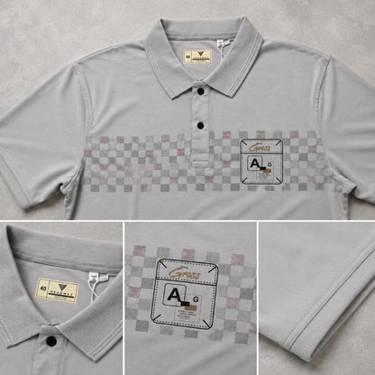 Premium Cotton Lycra Printed Polo T-Shirt for Men - Light Grey