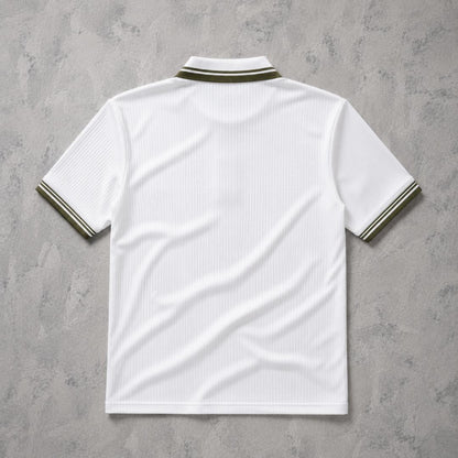Premium Ribbed Zip Polo T-Shirt for Men - White
