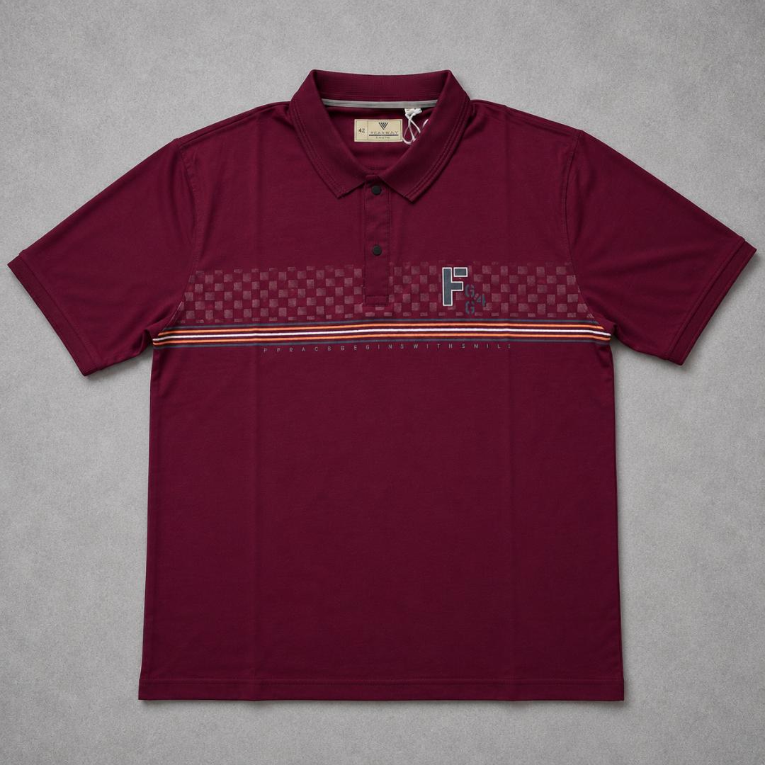 Premium Cotton Lycra Printed Polo T-Shirt for Men - Maroon