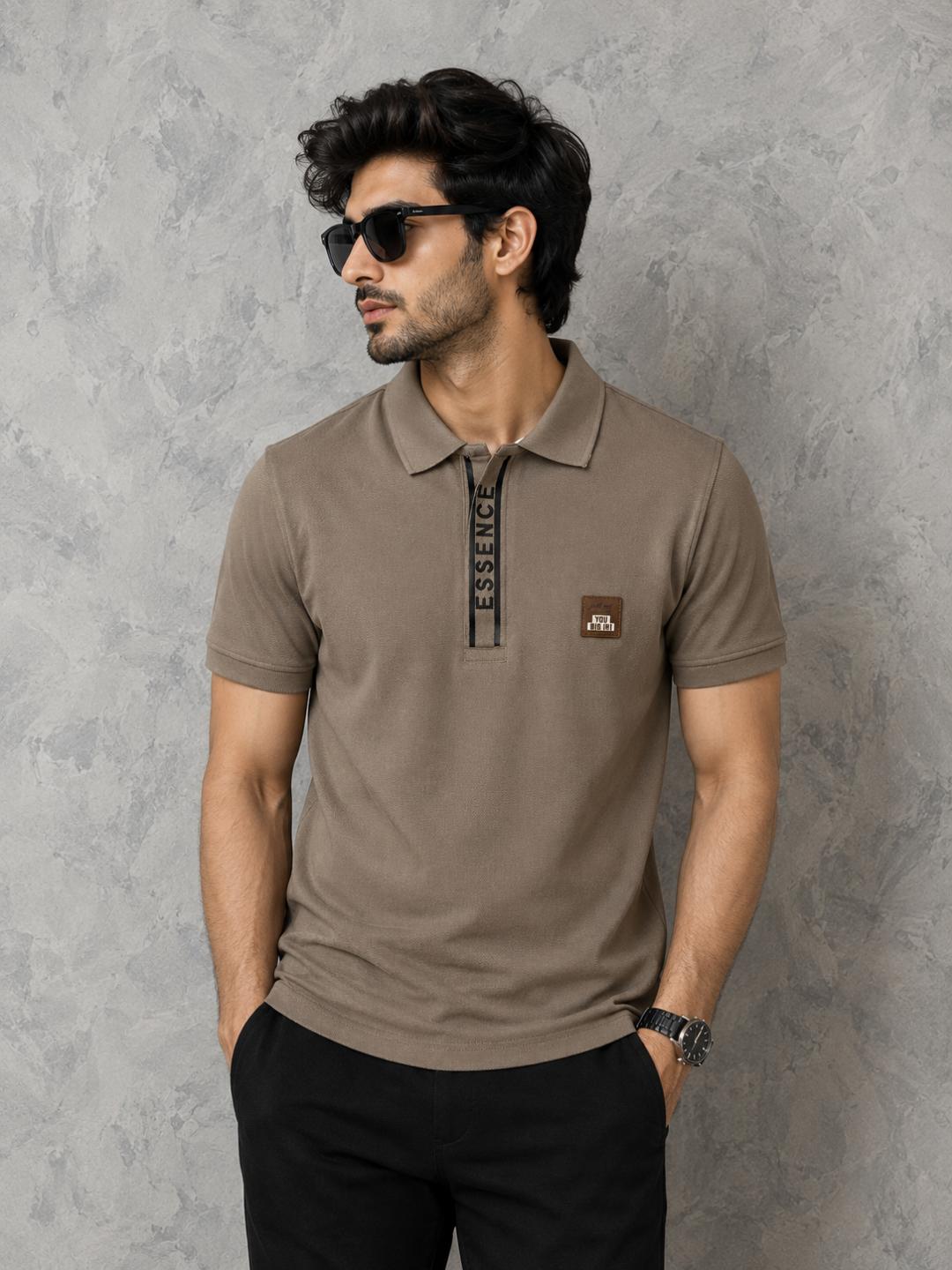 Premium Urban Edge Polo T-Shirt for Men - Khaki Beige