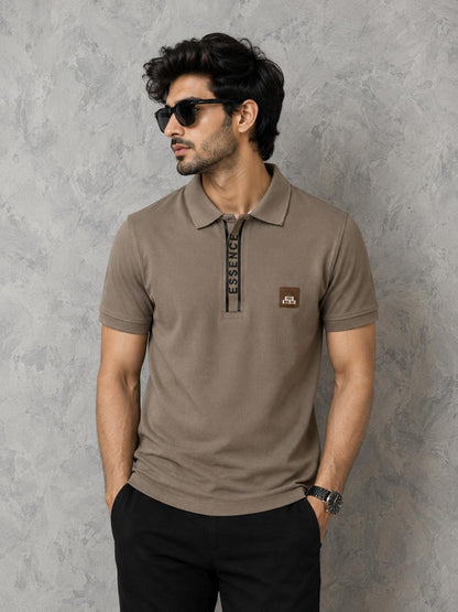 Premium Urban Edge Polo T-Shirt for Men - Khaki Beige