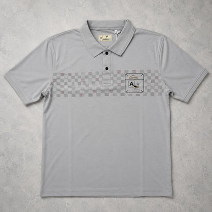 Premium Cotton Lycra Printed Polo T-Shirt for Men - Light Grey