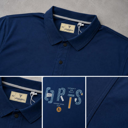 Premium Cotton Lycra Printed Polo T-Shirt for Men - Indigo Blue