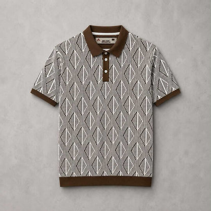 Premium Brown & White Knitted Polo Shirt for Men