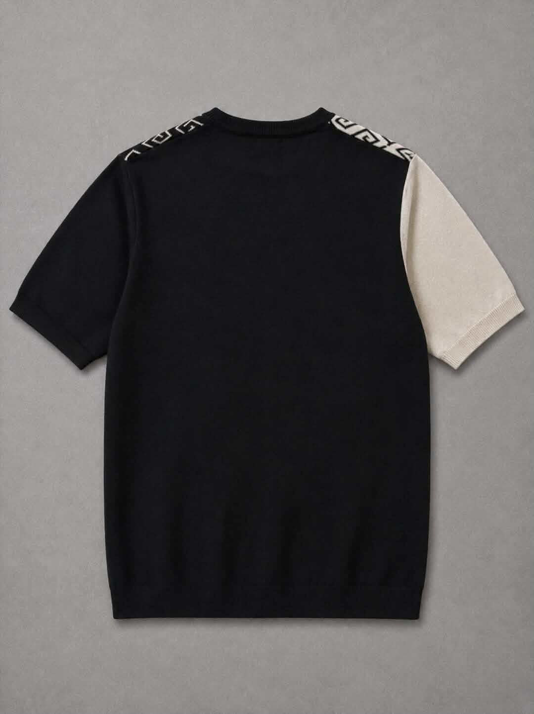 Premium Black & White Crew Neck Knitted T-Shirt for Men