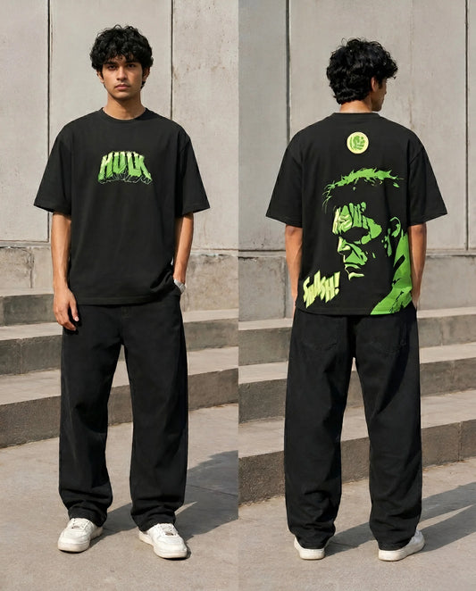 HULK Oversized Cotton T-Shirt | Unisex - Black