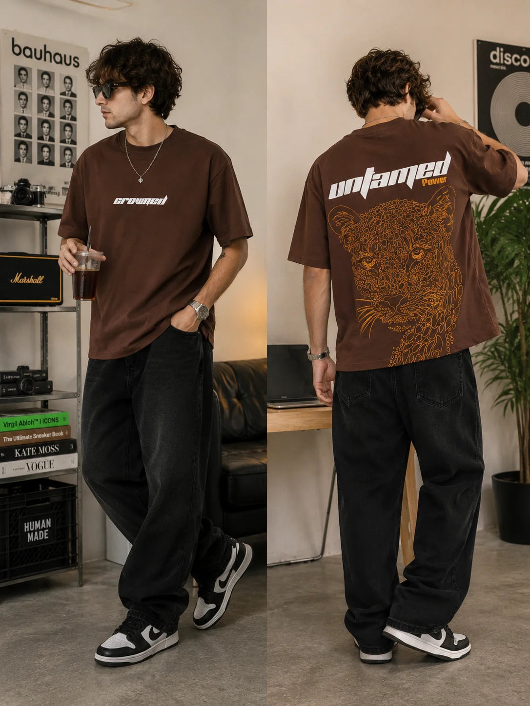 UNTAMED Oversized Cotton T-Shirt | Unisex - Brown