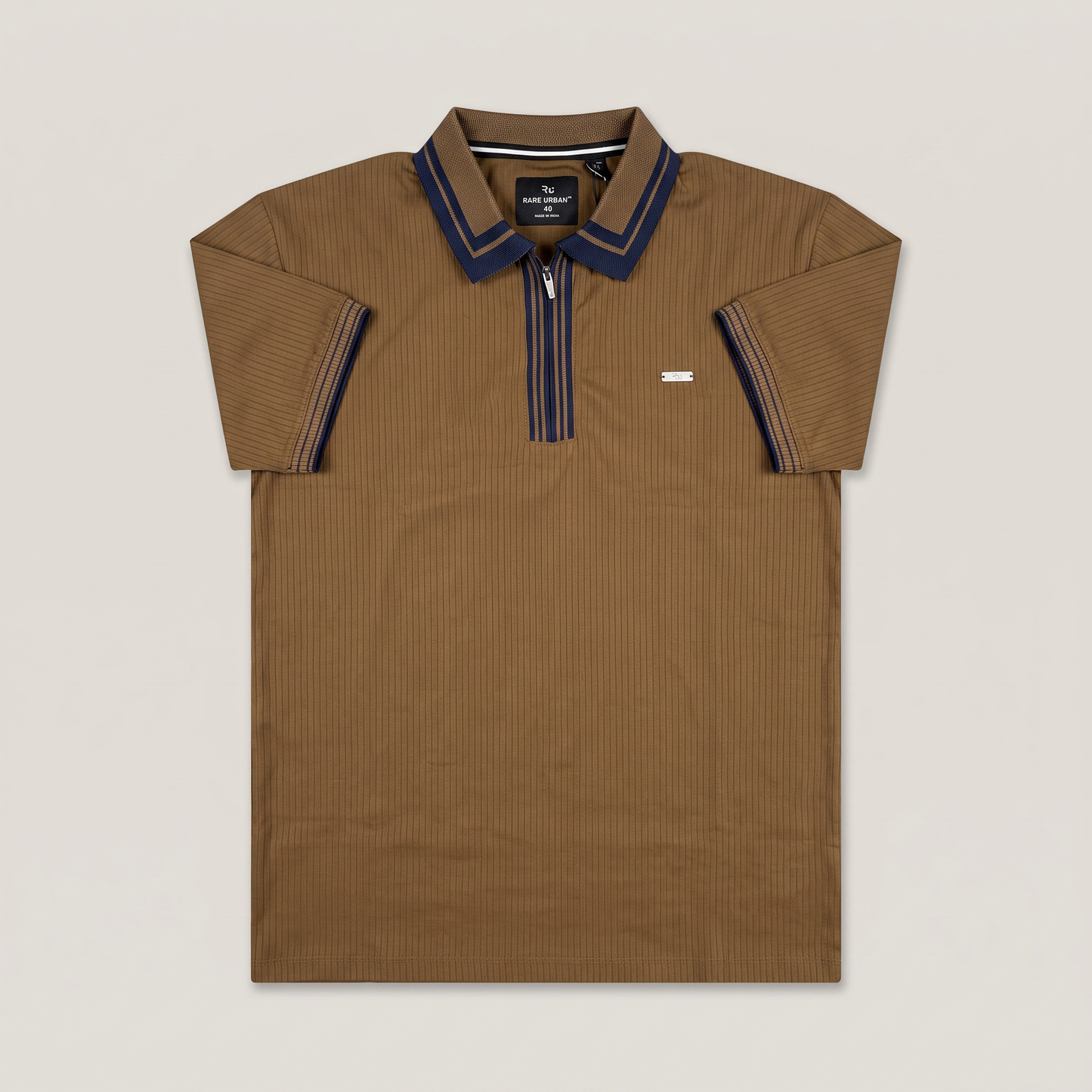 Premium Ribbed Zip Polo T-Shirt for Men
