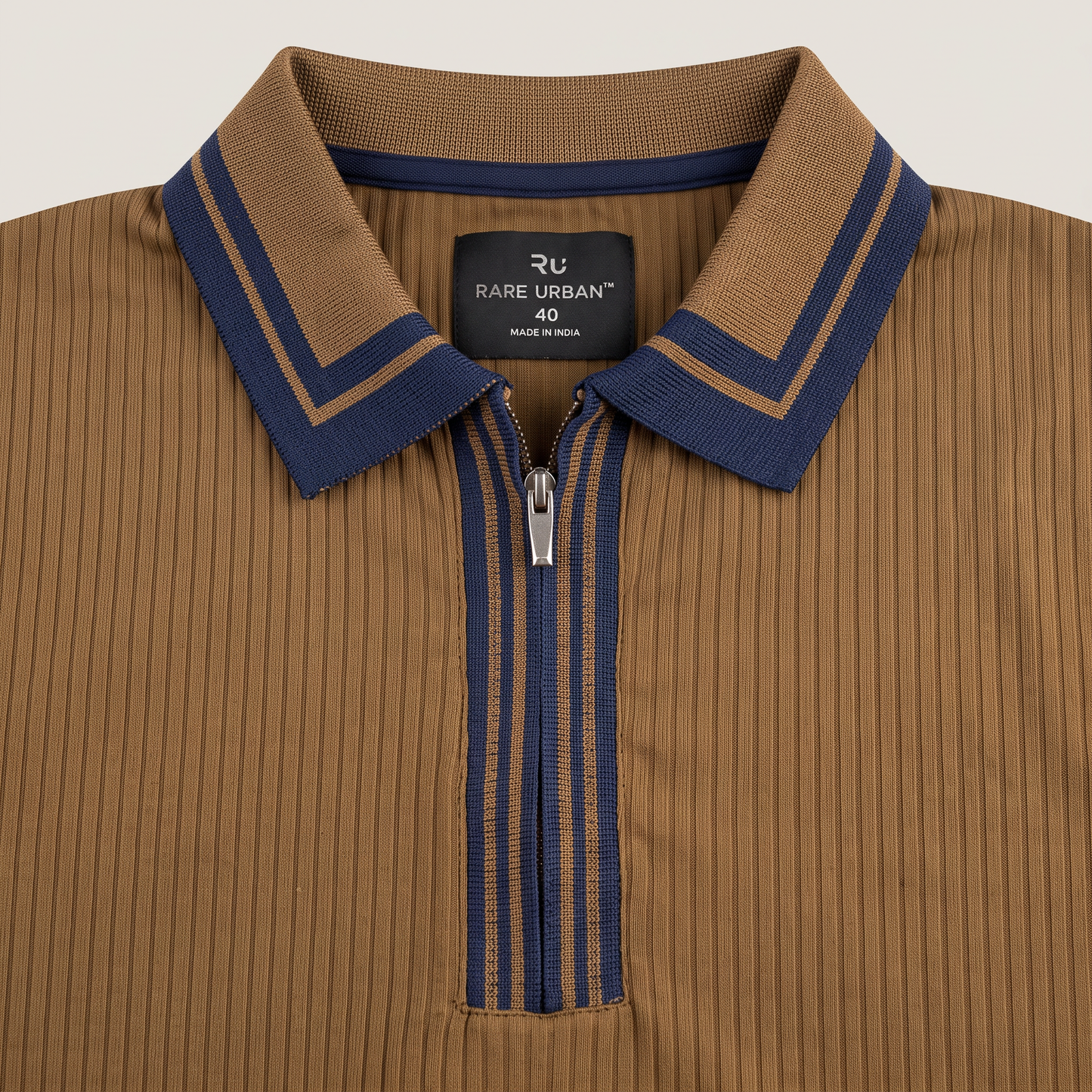 Premium Ribbed Zip Polo T-Shirt for Men