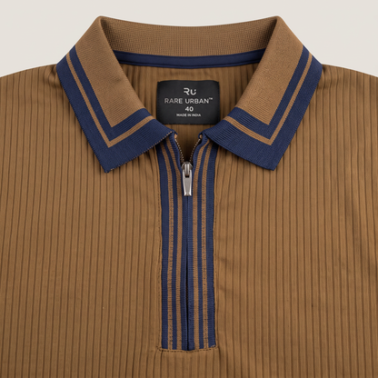 Premium Ribbed Zip Polo T-Shirt for Men